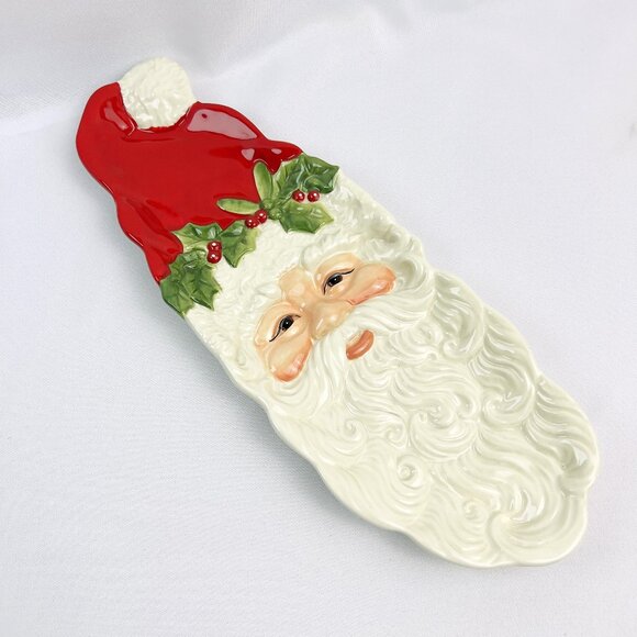 Fitz & Floyd Snack Therapy Christmas Holiday Santa Plate Platter 13” - Picture 1 of 8